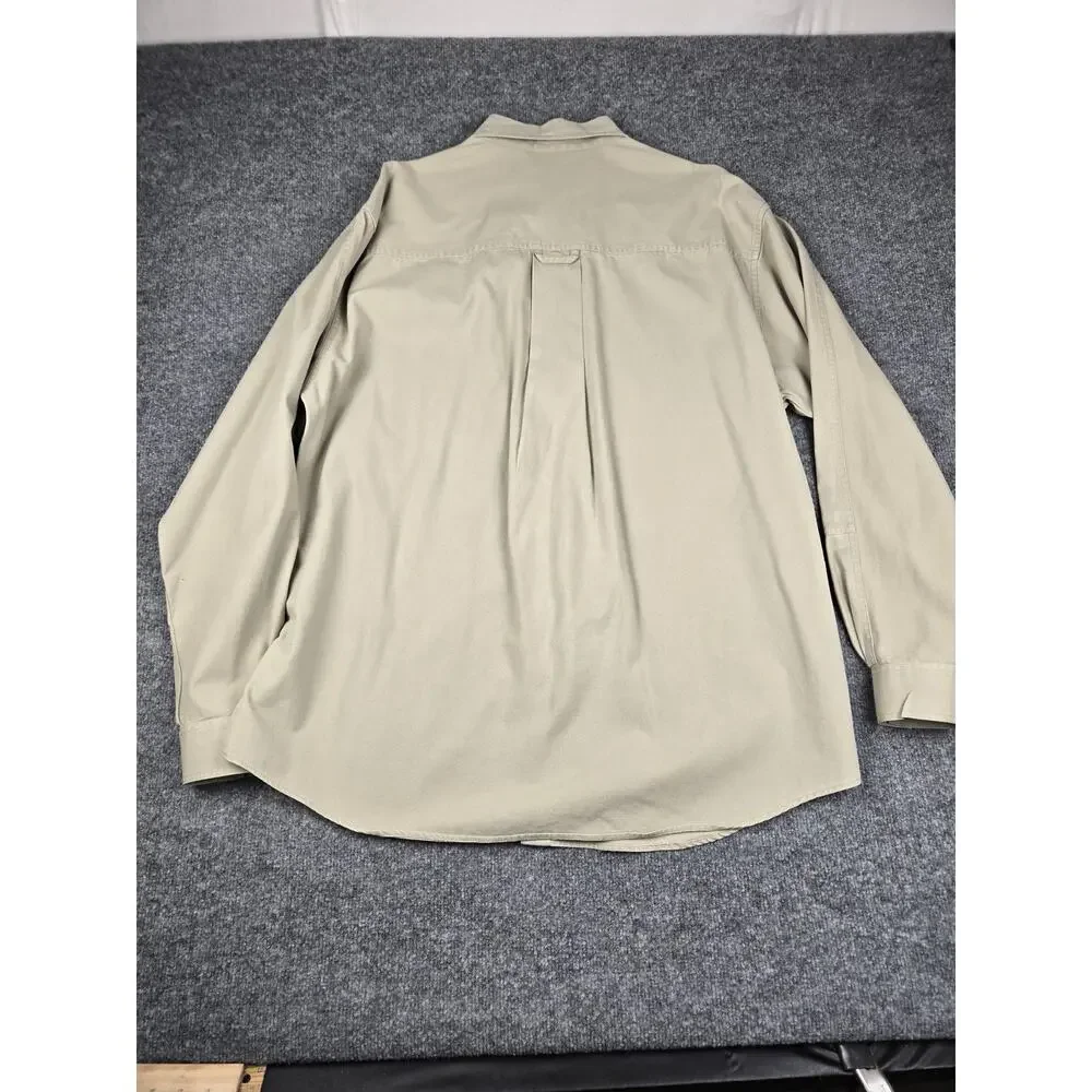 The North Face Mens X-Large Beige 100% Cotton Long Sleeve Casual Button Up #932